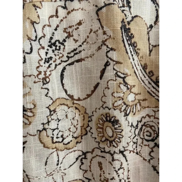 J. Jill Beige Floral + Paisley Print Linen Blend Collarless Blazer Jacket Medium - Picture 8 of 12